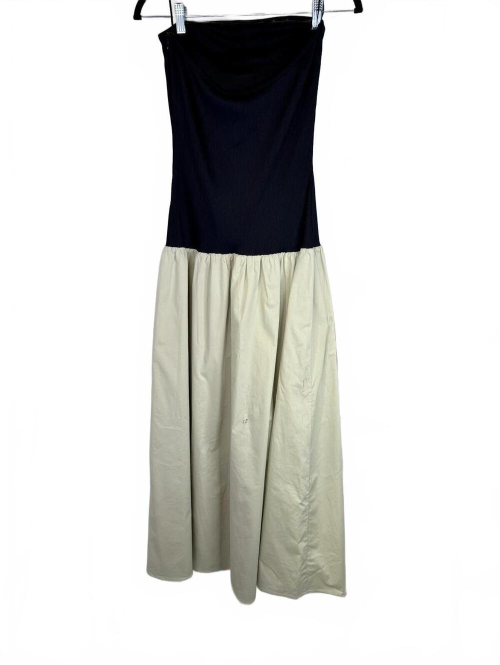 Anna Quan Strapless Black and Beige Maxi Dress Size US 4